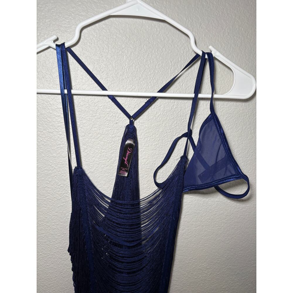 Dreamgirl Navy Fringe Mini Dress with Matching Panty – Size S - Picture 7 of 15